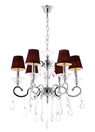 Люстра c коричневим абажуром і кристалами