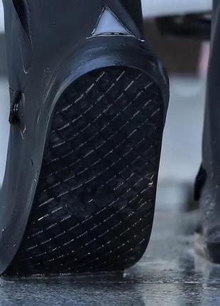 Багаторазові захисні бахіли на взуття від дощу та бруду (високі) h-212 black7 фото