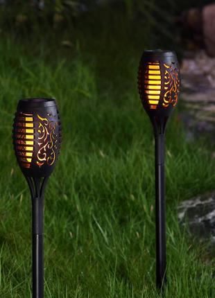 Декоративный садовый светильник (факел) wus на солнечной батарее с имитацией огня 51 led (2 шт)3 фото