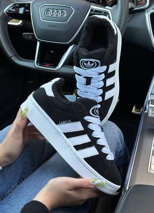 Зимові жіночі кросівки adidas campus | адідас кампус | зима | утеплені | замша, хутро овчина | взуття