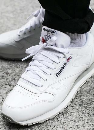 Кроссовки reebok classic leather white (2214)2 фото