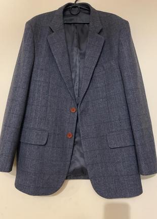 Шерстяной пиджак в клетку р.м/l