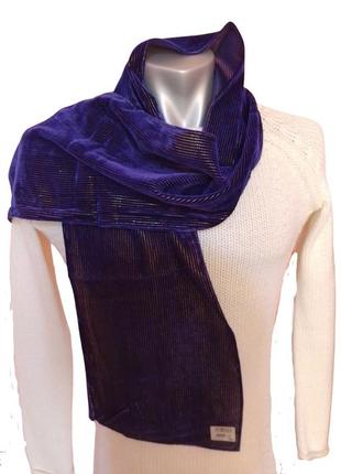 Женская шаль с люрексом  jago 26*150см фиолетовая в золотистую полоску1 фото