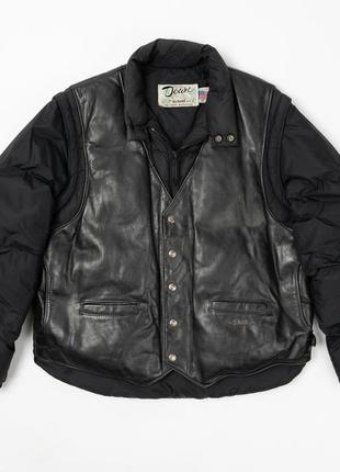 Schott down vintage leather vest puffer bomber jacket мужской бомбер2 фото