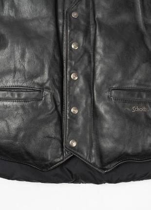 Schott down vintage leather vest puffer bomber jacket мужской бомбер5 фото