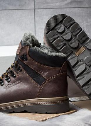 Зимние кожаные ботинки на меху chinook boot коричневые4 фото