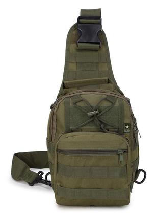 Тактический военный рюкзак eagle m02g oxford 600d 6 литр через плечо army green2 фото