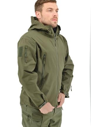 Легкая тактическая летняя куртка (ветровка, парка) с капюшоном warrior wear ja-24 olive green6 фото