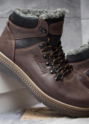 Зимові шкіряні черевики на хутрі chinook brown boots