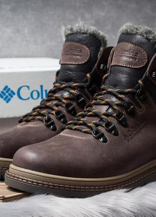 Зимние кожаные ботинки на меху chinook boot коричневые
