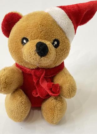 Мягкая игрушка мишка в новогодней шапке дед мороз олень4 фото