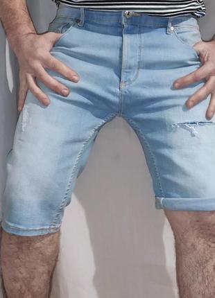 Стильные фирменные джинсовые шорты капри рванки стрейч river island.л-хл.36