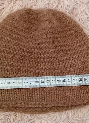 Комплект шапка и снуд связаны спицами из пуха ангорского кролика
