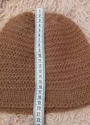 Комплект шапка и снуд связаны спицами из пуха ангорского кролика