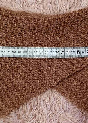 Комплект шапка и снуд связаны спицами из пуха ангорского кролика