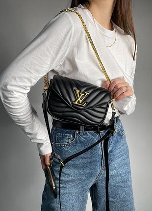 Сумка louis vuitton new wave multi pochette bag black/gold — цена