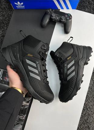 Adidas terrrex swift r gore tex fur all black grey stripes