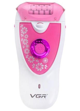 Эпилятор vgr v-722 аккумуляторный 2 скорости 32 пинцета с насадками. цвет: розовый4 фото