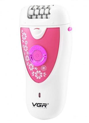 Эпилятор vgr v-722 аккумуляторный 2 скорости 32 пинцета с насадками. цвет: розовый7 фото