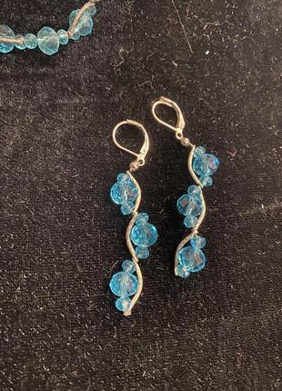 Набор ожерелье и серьги голубой3 фото