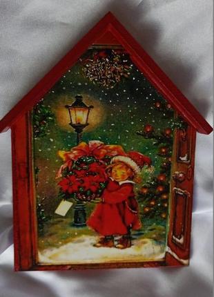 Ключниця -будиночок 'напередодні різдва', подарунок на різдво4 фото