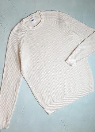 🎁1+1=3 брендовий світло-бежевий жіночий светр zara, розмір 48 - 50