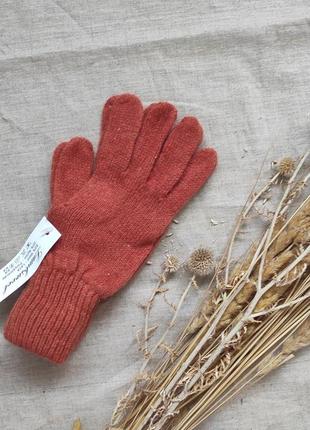 Жіночі  теплі кашемірові / вовняні рукавички коралові lambswool італія