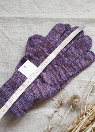 Женские / мужские теплые кашемировые / шерстяные перчатки фиолетовые меланжевые lambswool италия3 фото