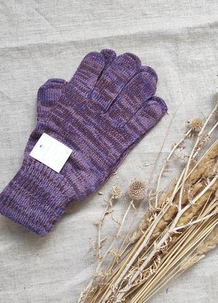 Женские / мужские теплые кашемировые / шерстяные перчатки фиолетовые меланжевые lambswool италия1 фото