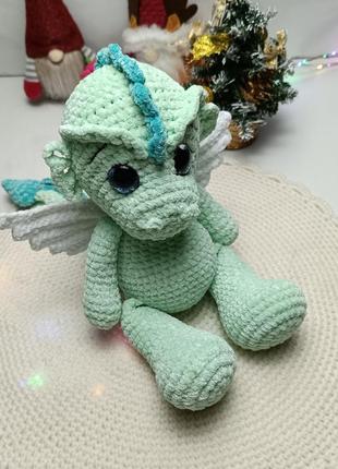 Игрушка, амигуруми из плюшевой пряжи, дракон 🐉🎄🎁🐲