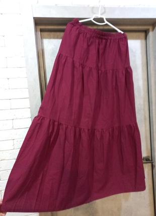 Красивая,длинная,натуральная,фирменная юбка бордо6 фото