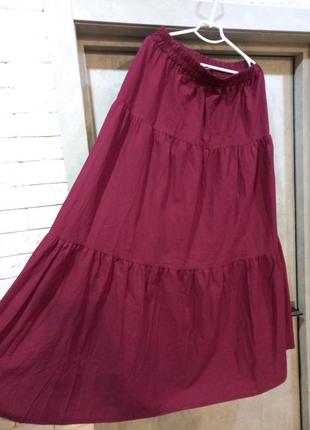 Красивая,длинная,натуральная,фирменная юбка бордо1 фото