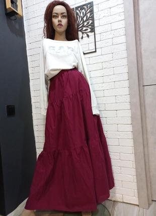 Красивая,длинная,натуральная,фирменная юбка бордо2 фото