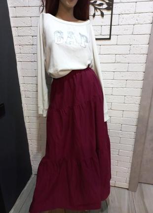 Красивая,длинная,натуральная,фирменная юбка бордо3 фото