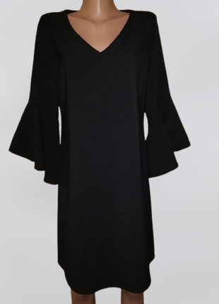 💖💖💖красивое короткое женское черное платье рукав клеш, волан george💖💖💖2 фото