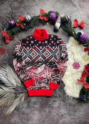Новогодний зимний свитер с принтом "орнамент". унисекс!!