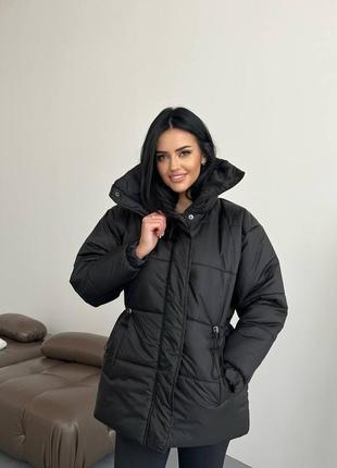 Жіноча зимова куртка з куліскою на талії4 фото