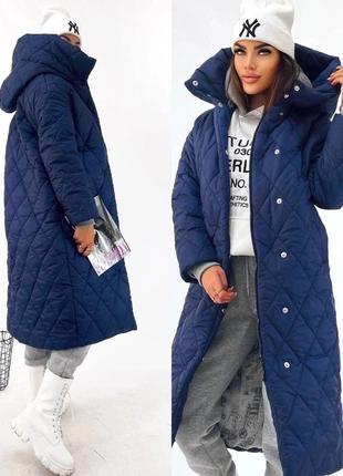 Зимнее стеганое пальто с капюшоном, 2122382 фото