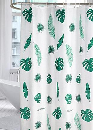 Тканевая шторка для ванной и душа банановые листья 180x200 см