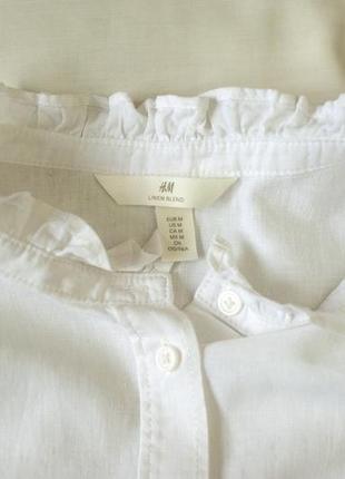 Белая льняная блузка в винтажном стиле женская h&m, размер m6 фото