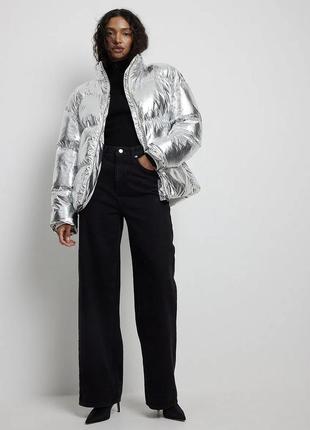 Срібляста куртка-пуховик на синтепоні від бренду na-kd