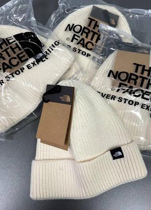 Шапка the north face молочна, шапка тнф унісекс