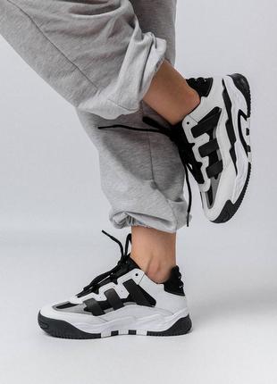Жіночі кросівки adidas niteball hd white black | адідас | весна, літо, осінь | шкіра | взуття