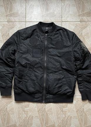 Курточка бомбер the rare y2k weekend h&m xo nylon bomber jacket black hype1 фото