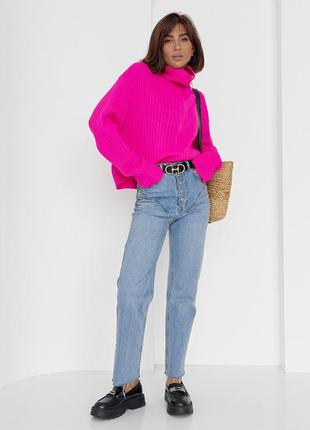 Жіночий светр з блискавкою на комірі4 фото