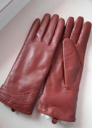 Теплые кожаные перчатки. на узкую ручку2 фото