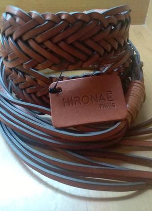 Кожаный ремень плетеный hironae paris