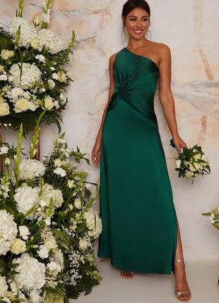 Вечернее платье изумрудно-зеленого цвета chi chi london изумрудное зеленое сатиновое длинное в пол8 фото