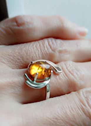 Кольцо с янтарём, серебро 925 дсту с золотом 375 дсту, кольцо натуральный янтарь, украина6 фото