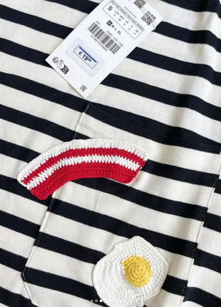 Смугаста футболка з яєчнею zara, плетіння розмір m.l оригінал new collection3 фото